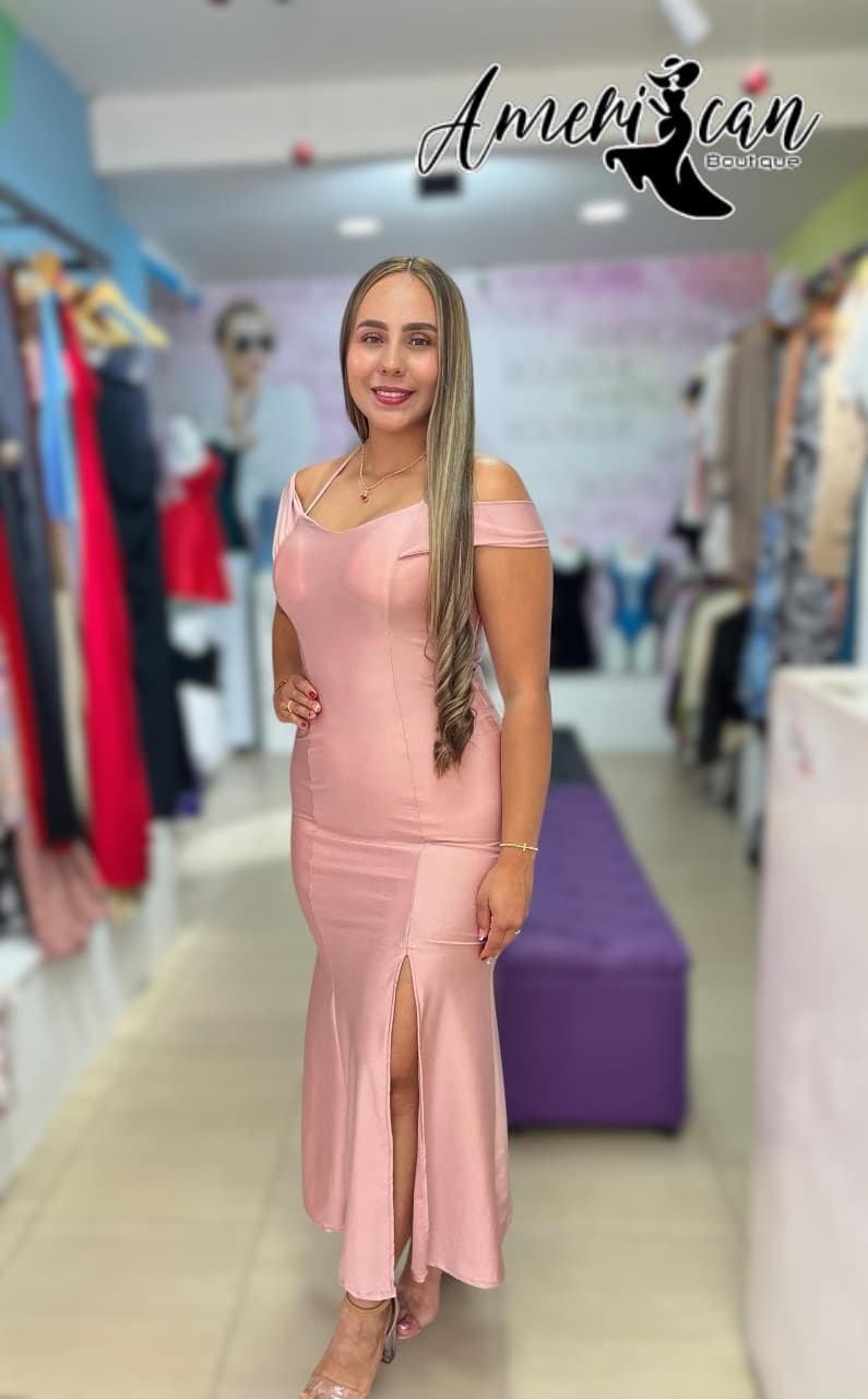 VESTIDO CORTE SIRENA ROSA
